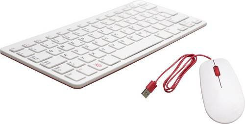 Raspberry Pi Desktop Kit USB Tastatur und Maus-Set in Deutsch QWERTZ, Weiß-Rot - Bild 1