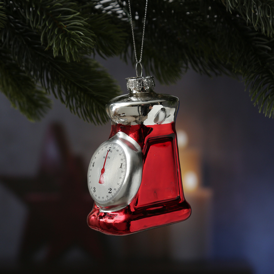 MARELIDA Weihnachtsbaumschmuck Küchenwaage aus Glas in Rot, Höhe: 13 cm - Bild 1