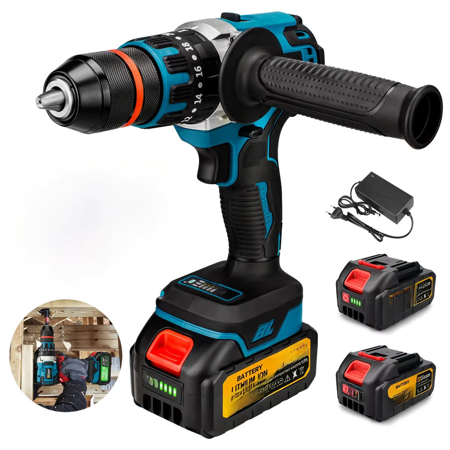 Makita Bürstenloser Akku-Schlagbohrschrauber in Blau mit 480 N.M Drehmoment und 13 mm Bohrfutter für 18 V Akku-Systeme - Bild 7