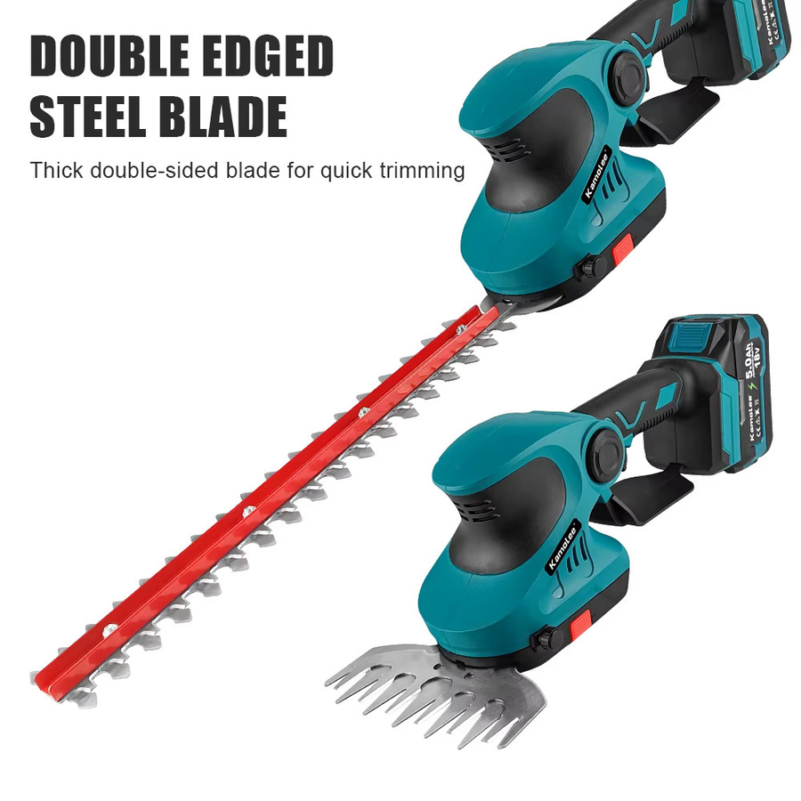 Kamolee 3in1 Akku-Gartengerät: Elektrische Heckenschere, Rasenmäher und Gartenschere für 18V oder 21V Akkus mit 30 cm Schnittbreite - Bild 2