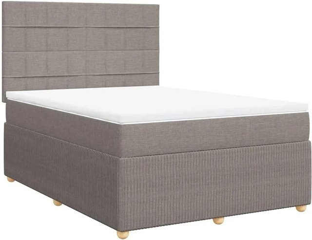 vidaXL Boxspringbett mit Matratze Hybrid-System in Taupe, Breite: 160 cm, Tiefe: 200 cm, Höhe: 140,5 cm - Bild 1