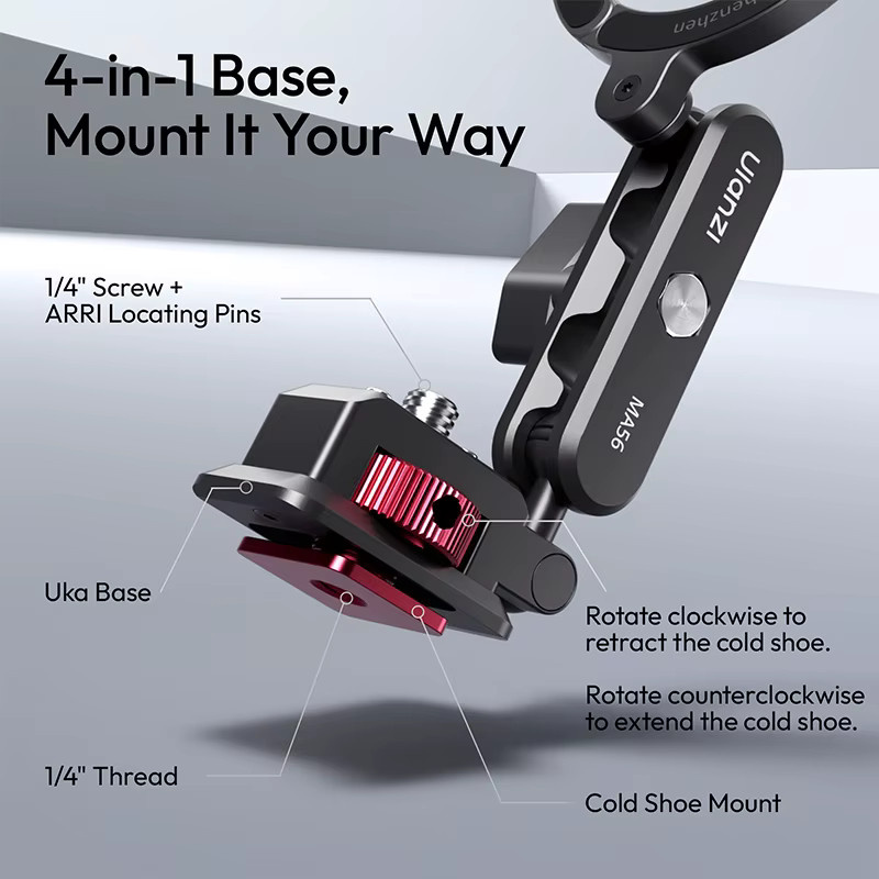 Ulanzi MA56 Magnetische 4-in-1 MagLock Telefonhalterung für iPhone 17 und Android, Schwarz, mit 360 Grad Rotation und 1/4 Zoll Gewinde sowie Kaltschuh - Bild 2