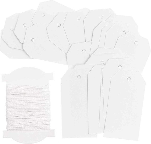 Rico Design Paper Poetry Papieranhänger weiß, 24 Stück, B/H: 2,5 x 5,0 cm - Bild 1