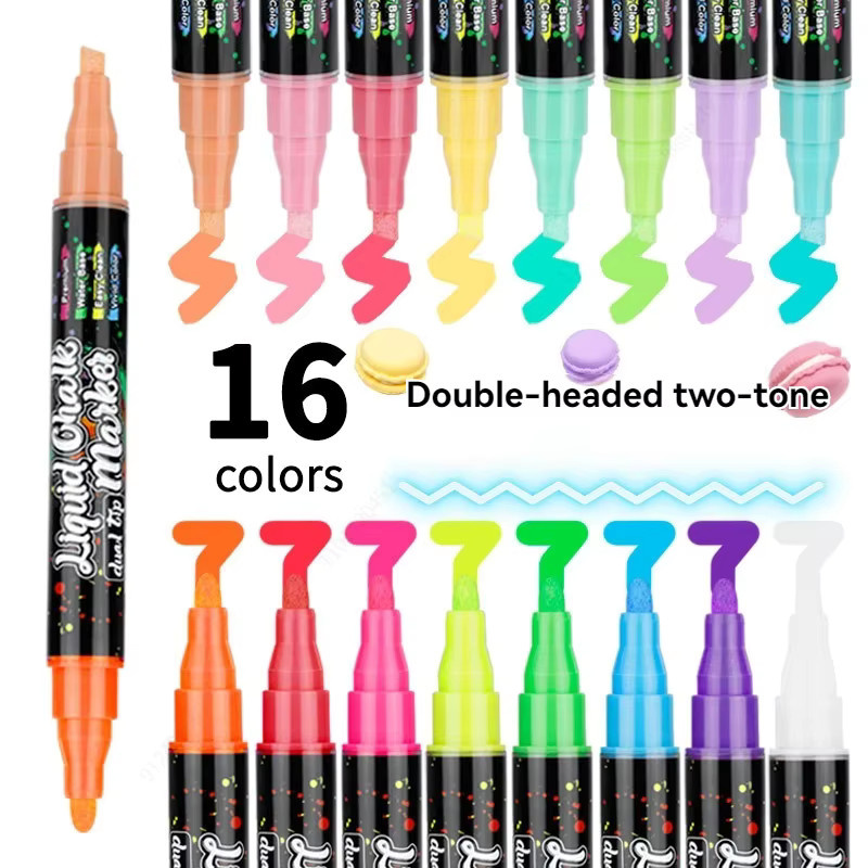 Haile Flüssigkreide Doppelspitze 8er-Pack Multicolour Waschbar und Nass Abwischbar für Tafel und Kreidetafel - Bild 4