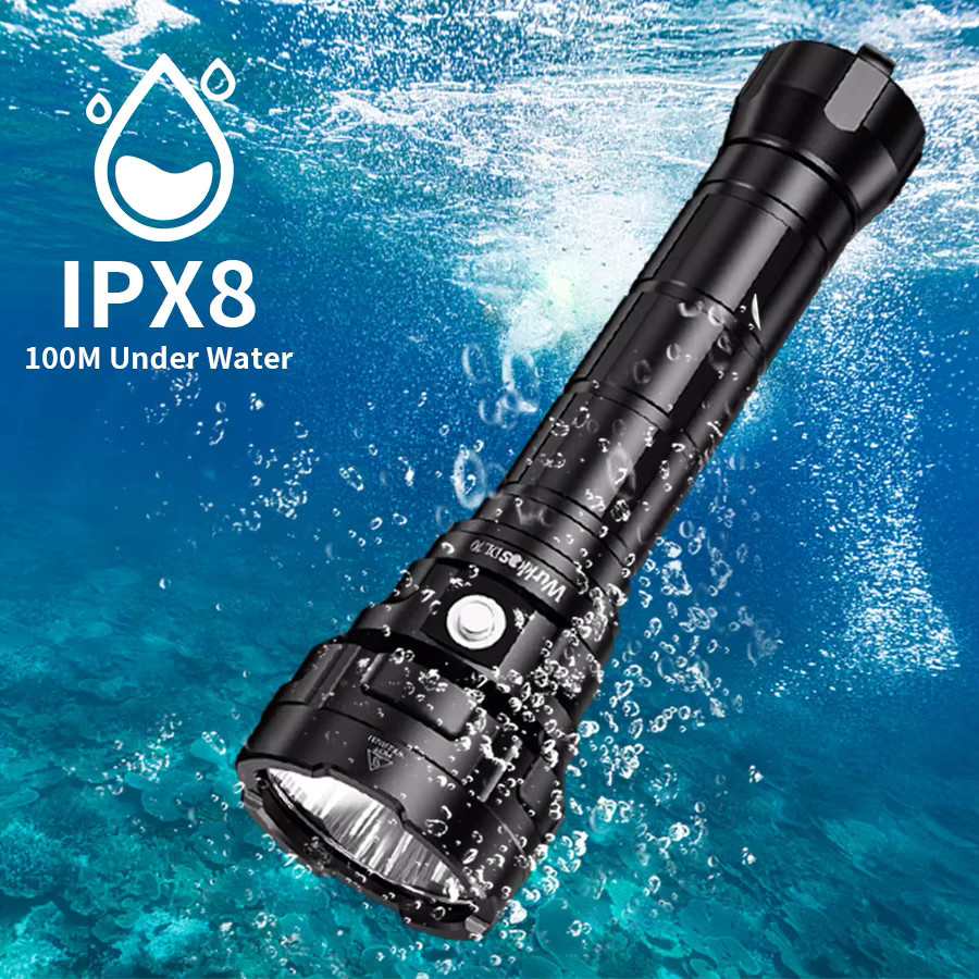 Wurkkos DL70 Tauchen Taschenlampe High Power Suchscheinwerfer mit 13000LM und 4 XHP50B LED, IPX8 Wasserdicht, Schwarz - Bild 5