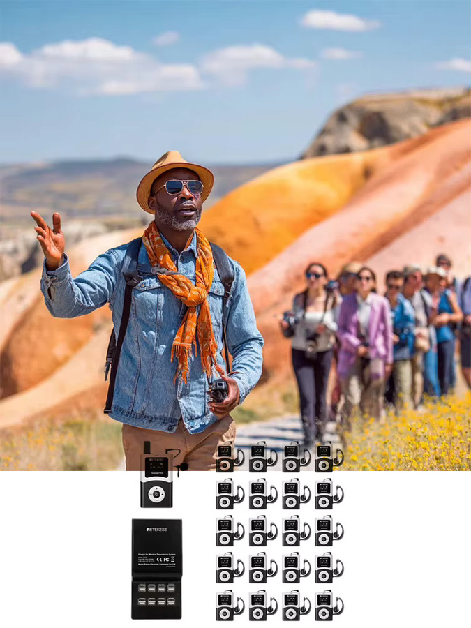 RETEKESS T130U UHF Tourguide-System Drahtloses Audio-Führungssystem in Schwarz mit Sender und Empfänger für Tourismus, Konferenzen und Fabriken - Bild 6