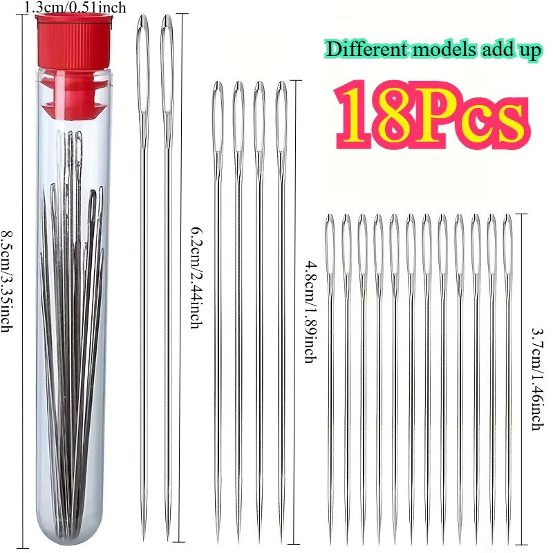 18-teiliges Multifunktionales Nähnadel-Set aus Metall in Silber für Kleidungsreparatur und DIY-Handnäharbeiten - Bild 6