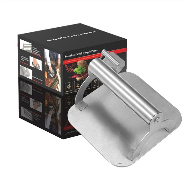 TOMTOP JMS Burgerpresse aus Edelstahl in Silber mit ergonomischem Griff und Antihaftbeschichtung für quadratische Burger - Bild 1