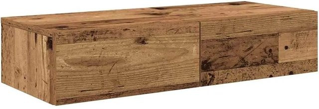 vidaXL Wandregal mit Schubladen in Altholz-Optik, Farbe: Braun, B/T/H: 80 x 33 x 17 cm - Bild 1
