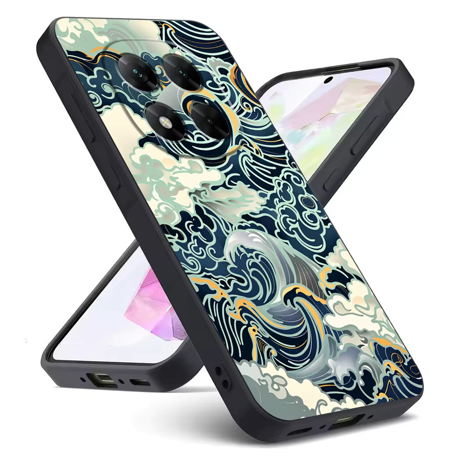Weiche Handyhülle mit Cartoon Ozean Tsunami Design für Xiaomi Redmi Note Serie in Schwarz - Bild 5