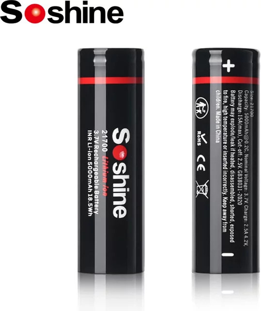 Soshine Lithium-Ionen-Akku 3,7 V 5000 mAh in Schwarz - Bild 1