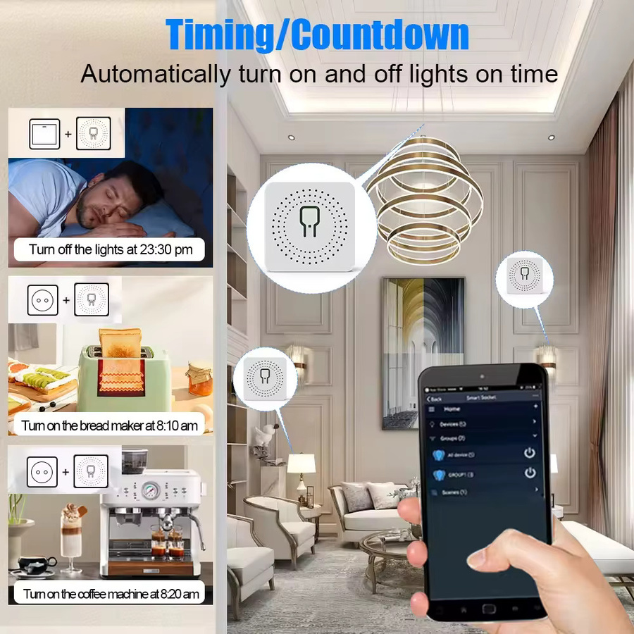 Tuya Smart Switch WiFi Ein-Aus-Gerät in Weiß mit Timer-Funktion und Alexa-Kompatibilität für Dual-Control-Steuerung - Bild 2