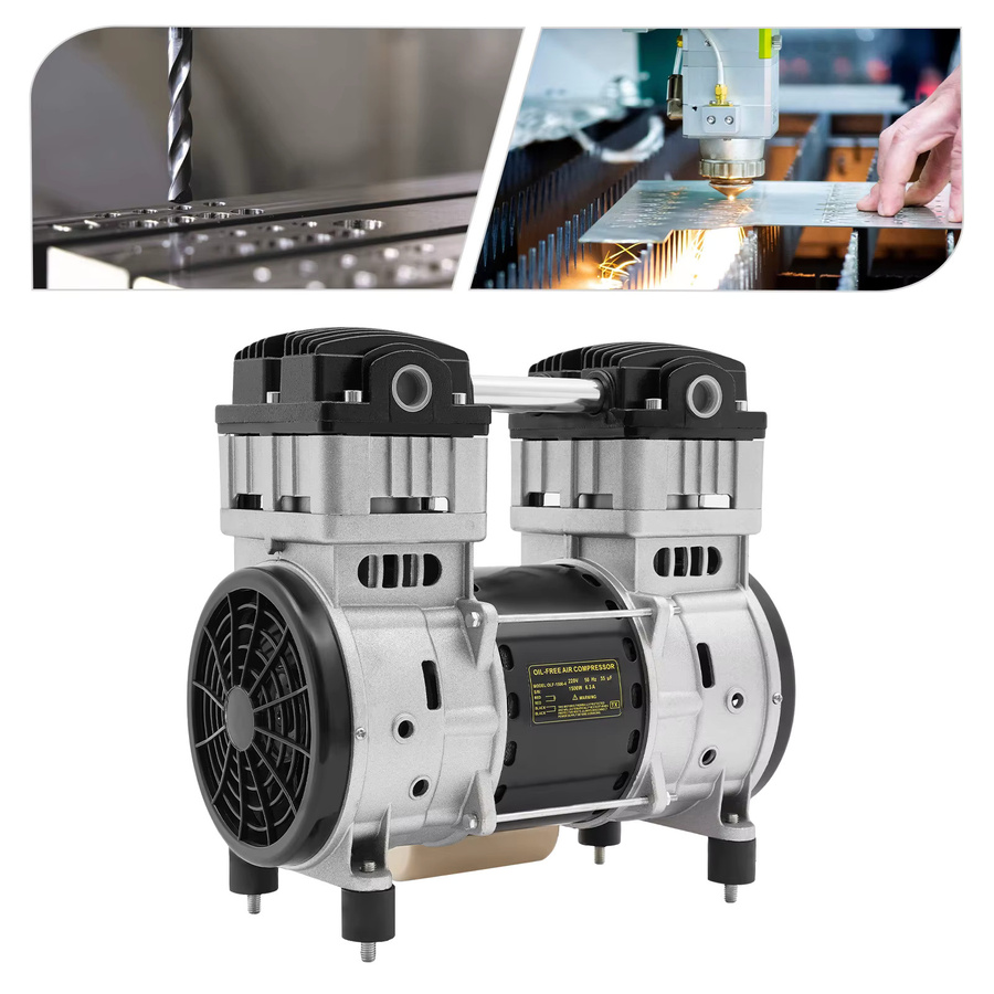 CNCEST Luftkompressor-Pumpenkopf 1500W 220V in Silber mit 140L/min, Doppel-Schalldämpfer und Kühlventilator - Bild 2