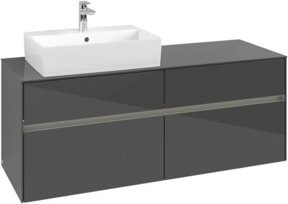V&B Waschtischunterschrank Collaro in Grau Glossy mit LED-Beleuchtung B/T/H: 140 x 54,8 x 50 cm - Bild 1