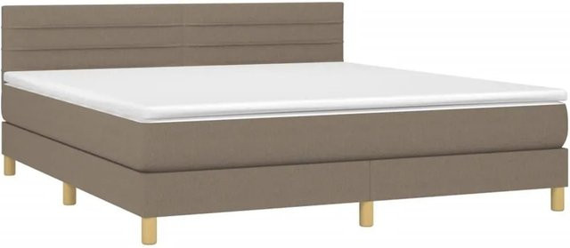 vidaXL Boxspringbett mit Matratze in Beige, Hybrid-Bett mit LED-Unterbettbeleuchtung und USB-Ladeport, B/T/H: 160 x 203 x 78 cm - Bild 1