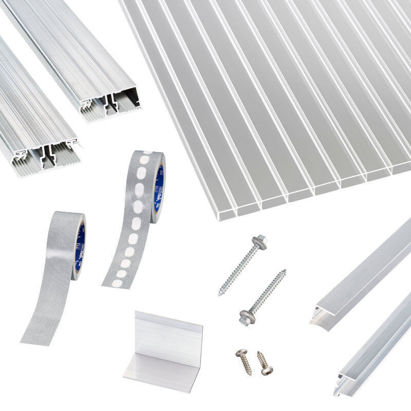 Scobalit Terrassendach-Set mit 16 mm Acrylglas Doppelstegplatten in Transparent und Alu Verlegeprofilen - Bild 1