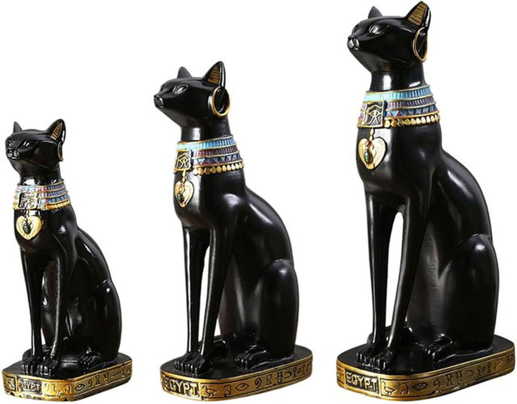 Homyl Bastet Statue Ägyptische Katze Göttin als schwarzes Ornament aus Kunstharz, Höhe: 23,5 cm, Breite: 23,5 cm, Tiefe: 9 cm - Bild 1