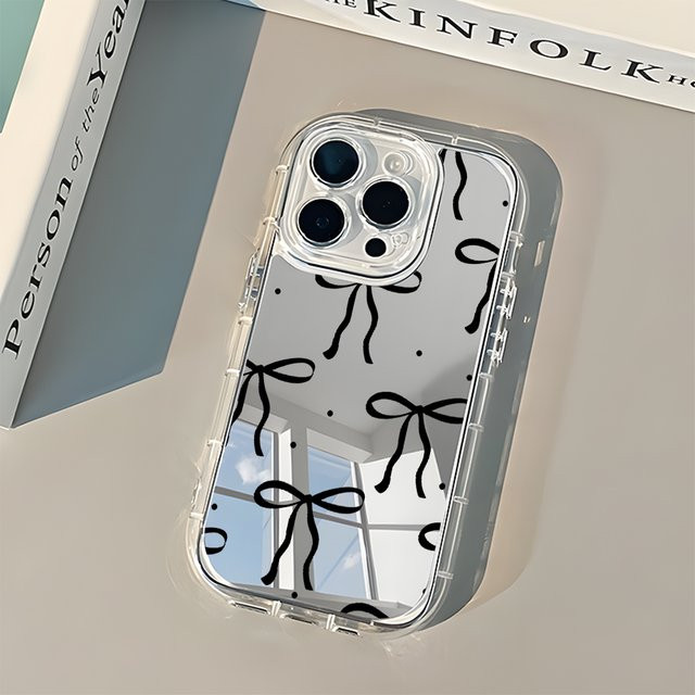 Elegante iPhone Schutzhülle mit Schleifenmuster und Rückspiegel in Transparent - Bild 1