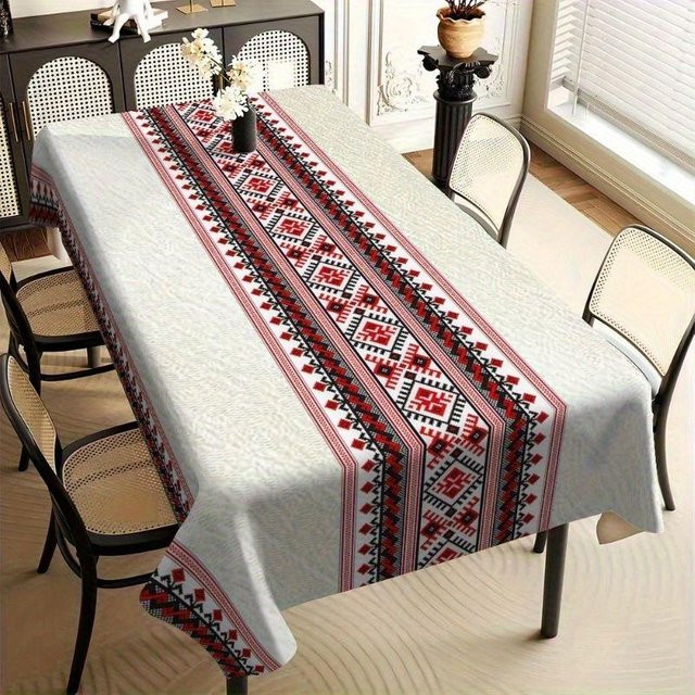 Wasserdichte Tischdecke von JMG Household Supplies mit geometrischem Aztec-Muster in Multicolour, B/B: 140 x 140 cm - Bild 1