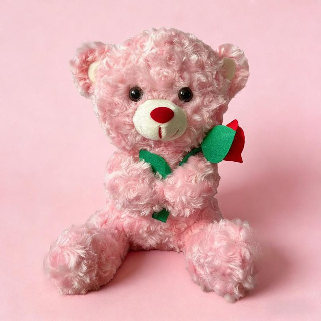 Kawaii Teddybär mit Rosen, Plüschtier, 25cm, ab 14 Jahren - Bild 1