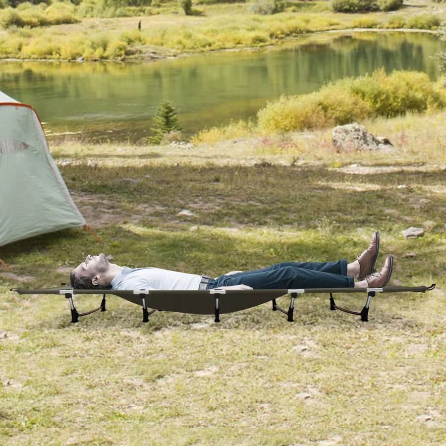 Bymaocar Faltbares Campingbett in Grün, Tragbares Schlafbett für Erwachsene, B/T/H: 190 x 65 x 15 cm, Belastbarkeit bis 150 kg - Bild 3