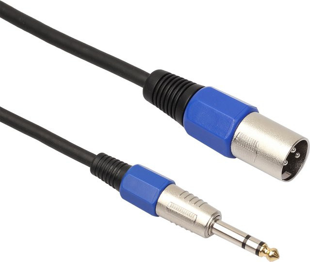 HUALIWEN Stereo-Audio-Adapterkabel Schwarz mit vergoldetem 6,35 mm Klinkenstecker, Länge: 0,3 m - Bild 1
