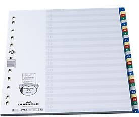Durable A4 Register aus Kunststoff mit Zahlen 1-31 in Weiß - Bild 1