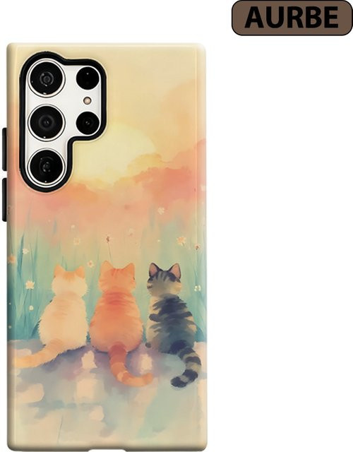 Stoßfeste Doppelschicht Handyhülle Sonnenuntergang Katzen-Trio für Samsung Galaxy S26 S25 S24 S23 Ultra Plus in Multicolour - Bild 1