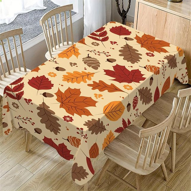 Wasserdichte Tischdecke mit herbstlichem Ahornblatt-Design von JINGYUE Pet, beige, B/B: 90 x 140 cm - Bild 1