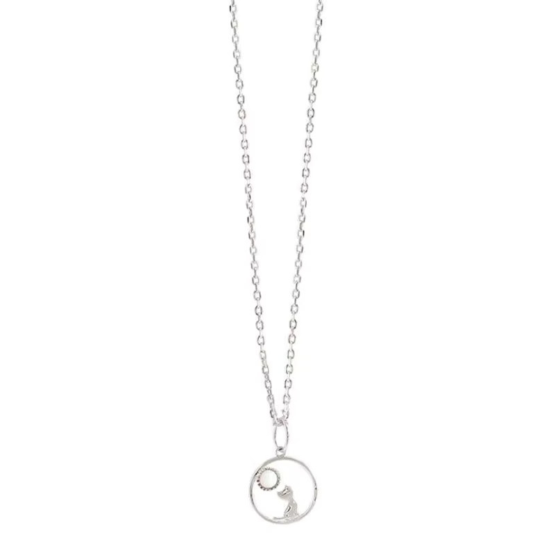 GaGa-Duck Halskette, 925 Silber, Mond- und Katzen-Motiv, Kristall - Bild 4