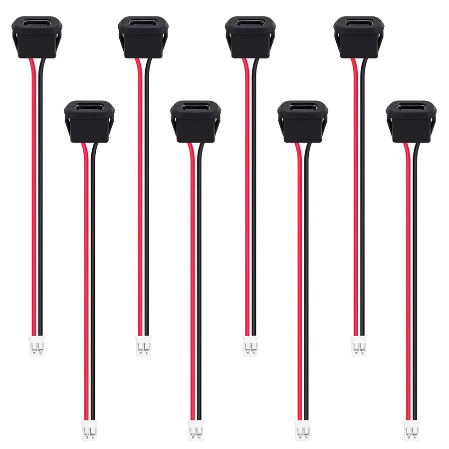 20 Stück AOKIN USB-C Pigtail-Kabel wasserdicht, 2-polige Verlängerungskabel mit USB-C-Stecker auf Lötdraht, Schwarz - Bild 3