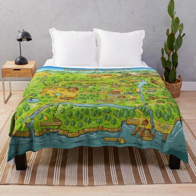 Stardew Valley Karte Kuscheldecke von LjqTwelve, ultraweiche Plüsch Flanell Fleece Decke in Multicolour, B/B: 75 x 90 cm - Bild 1