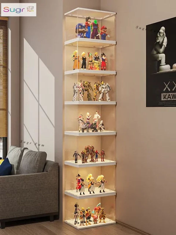 Action Figure Vitrine Blind Box mit Staubschutz aus Acryl und Kunststoff, Display Regal Aufbewahrungsbox in Transparent und Weiß - Bild 1