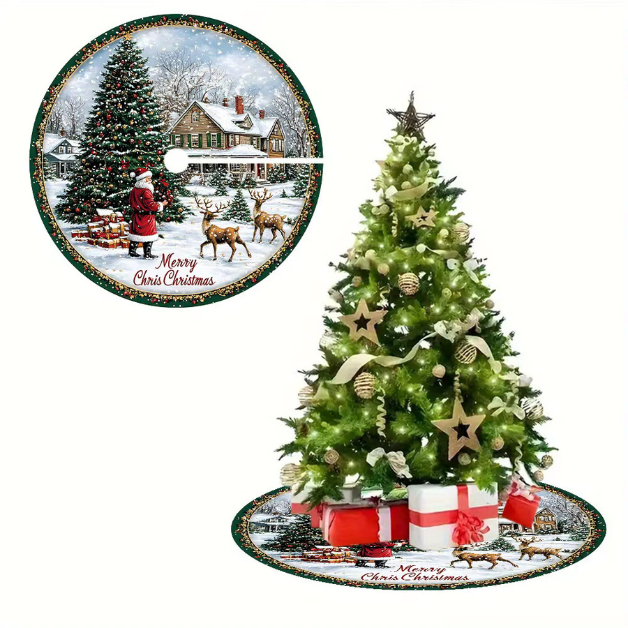 VIKAMA Weihnachtsbaumkleid in Multicolour mit weihnachtlichem Motiv als dekorativer Baumboden und Staubschutz - Bild 2