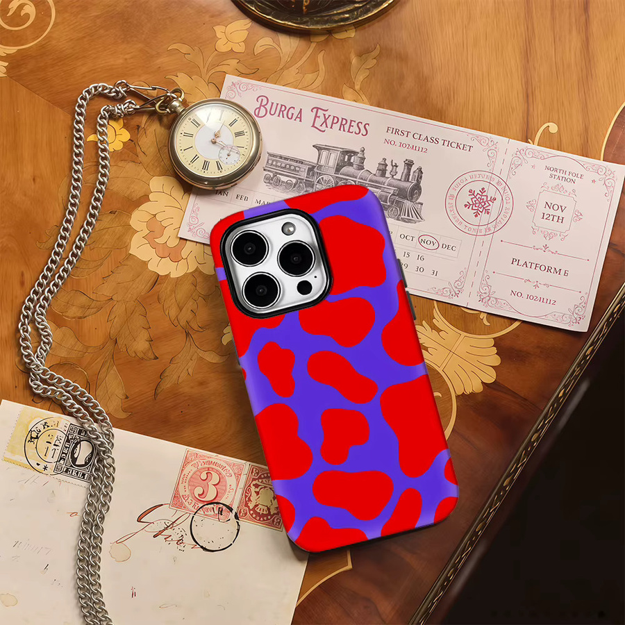 Handyhülle mit Splotch-Design in Rot und Lila für Apple iPhone 17 Pro Max Plus 16 15 14 13 12 11 mit doppelschichtiger Rückseite - Bild 4