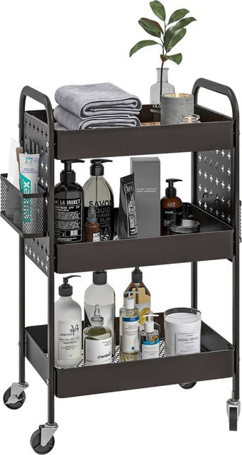 HOMCOM Küchenwagen in Schwarz mit Edelstahl, B/H/T: 30,5 x 53,5 x 75 cm - Bild 1