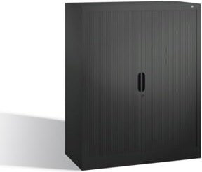 C+P Akten-Sideboard Omnispace mit Rollladen und Drehzylinderschloss, Schwarzgrau, H: 123 cm, B: 100 cm, T: 42 cm - Bild 1