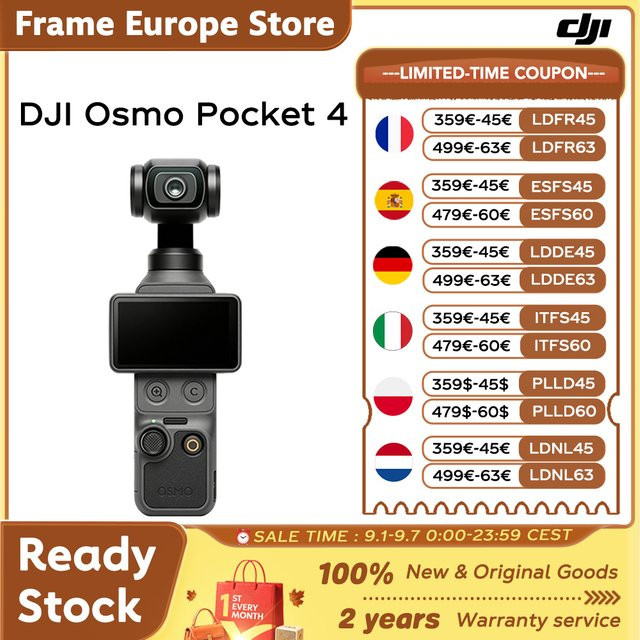 DJI Osmo Pocket 4 Action-Camera mit 1 Zoll CMOS Sensor, 4K/240fps, 3-Achsen Stabilisierung, 2x verlustfreiem Zoom und 2 Zoll drehbarem Display in Schwarz - Bild 1