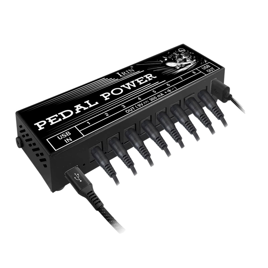 IRIN PW-3 Gitarrenpedal-Netzteil in Schwarz mit 8 isolierten 9V-Ausgängen für E-Gitarren- und Bass-Effektpedale - Bild 2