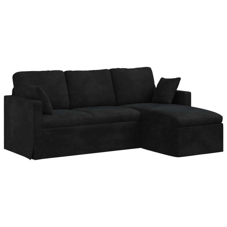 vidaXL Ecksofa in Schwarz aus Samt mit Metallrahmen, B/T/H: 198 x 134 x 80 cm - Bild 2