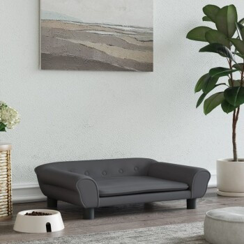 vidaXL Hundebett Sofa aus Samt in Dunkelgrau, B/T/H: 70 x 48 x 22 cm - Bild 2