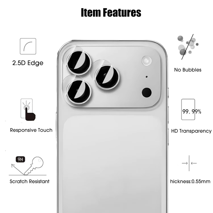 BAPPSUS Kameraobjektivschutz aus gehärtetem Glas für iPhone 17 Pro Max, 17 Air und iPhone 17, transparent - Bild 2