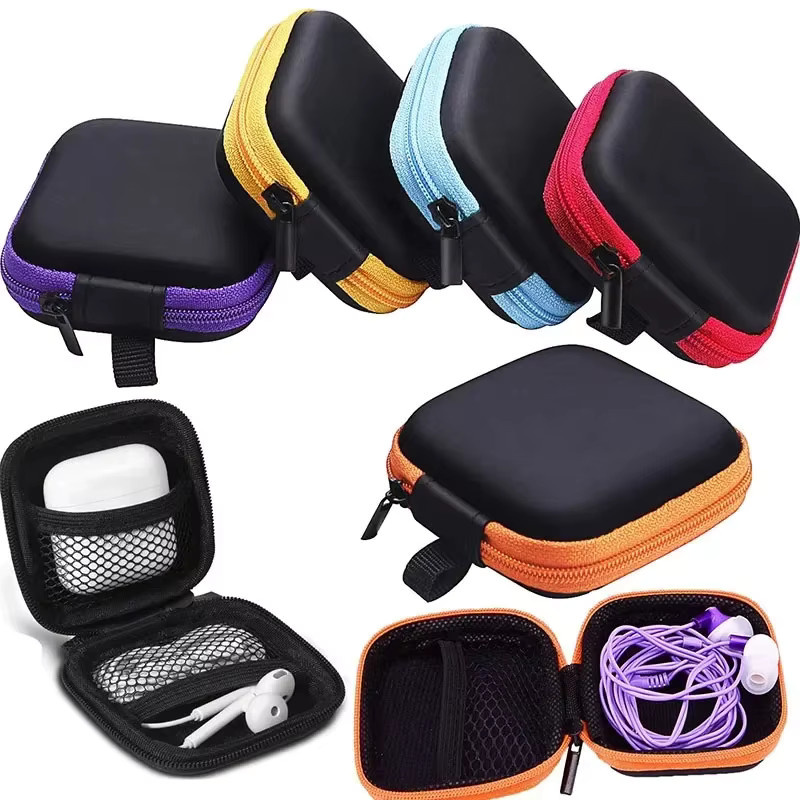 Tragbare Mini Kopfhörertasche und USB-Kabel-Etui in Rot zur Aufbewahrung von Zubehör - Bild 7