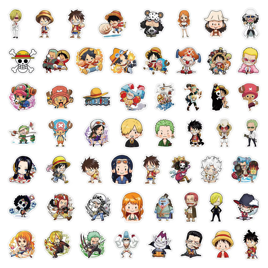 55 wasserfeste Anime-Aufkleber Set von Bandai mit Luffy Zoro und Sanji als Cartoon-Graffiti-Sticker aus PVC für deine Laptop-Dekoration in Multicolour - Bild 3