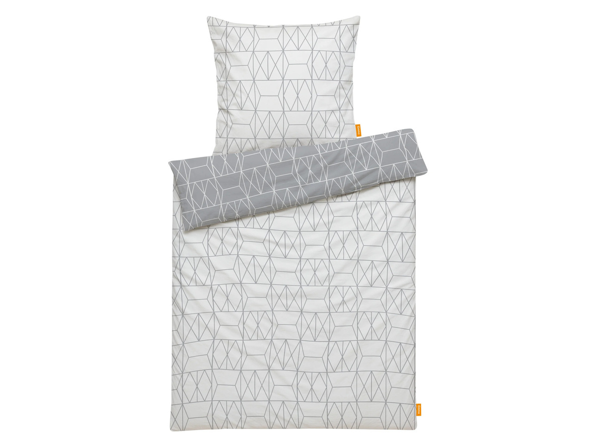 EMMA Bettwäsche Set aus Baumwolle mit Reißverschluss, Grau, Bettbezug 155 x 220 cm und Kissenbezug 80 x 80 cm - Bild 2
