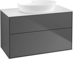V&B Waschtischunterschrank Finion mit Wandbeleuchtung, Farbe: Weiß und Anthrazit, B: 100 cm, T: 50,1 cm - Bild 1