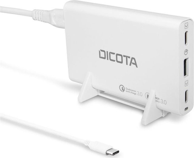 Dicota Desktop USB Ladegerät 65 W GaN mit 2 x USB-C und 1 x USB-A in Weiß - Bild 1