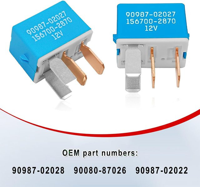 2 Stück Denso A/C-Lüfterrelais 90987-02027, 4-polig, Farbe: Blau, kompatibel mit 90080-87026 und 90987-02028 - Bild 1