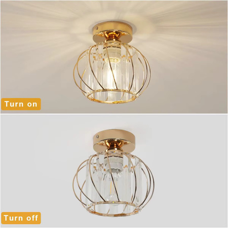 Mckalen Kristall-Deckenleuchte in Gold/Messing mit transparentem Kristall für Flur, Küche und Esszimmer, E27-Fassung