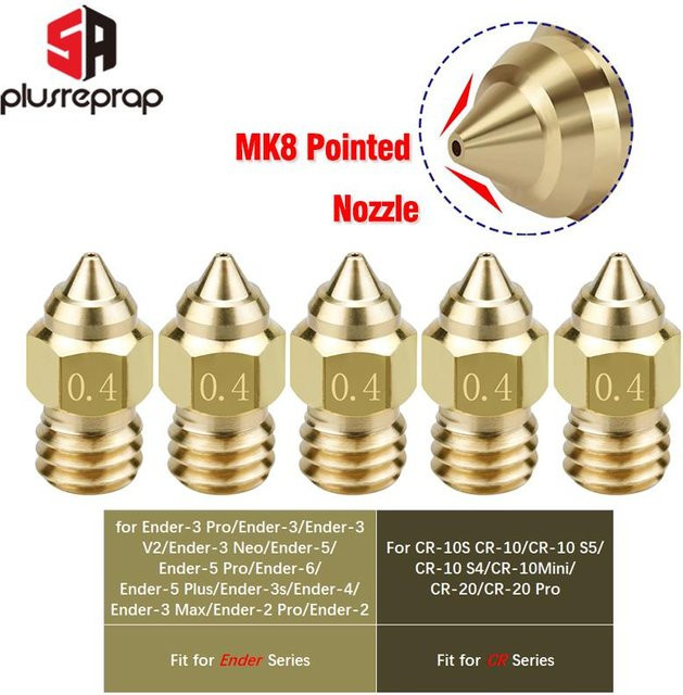 5Aplusreprap MK8 Messing Düse in Gold für 3D-Drucker wie Ender3, Ender5, Ender6, Ender3V2, Neo und CR10 - Bild 1